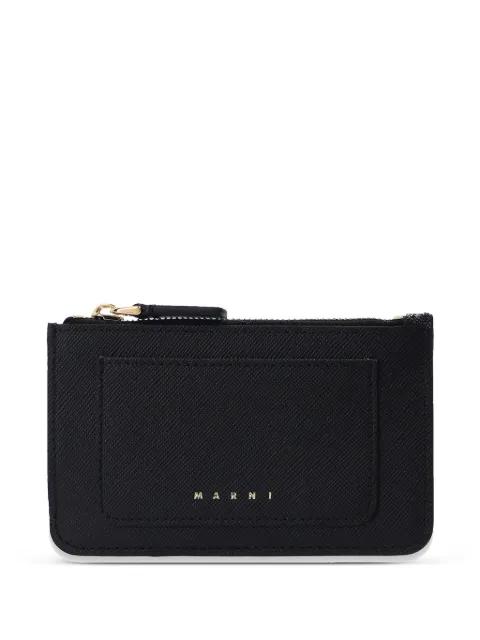 logo-print zipped card holder by MARNI