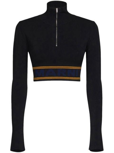 logo-underband cropped jumper by MARNI