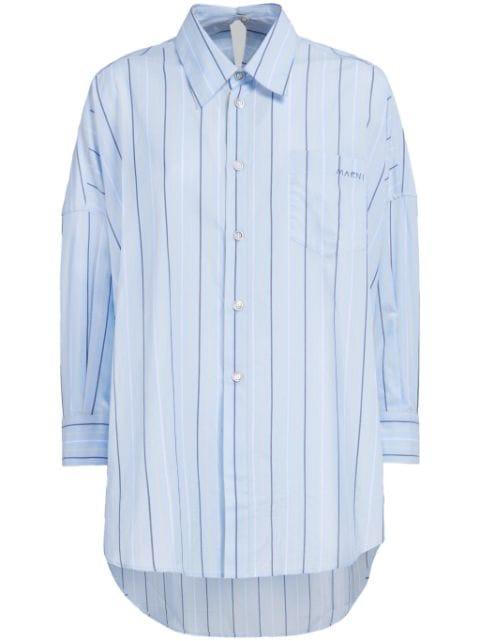 long-length striped cotton shirt by MARNI