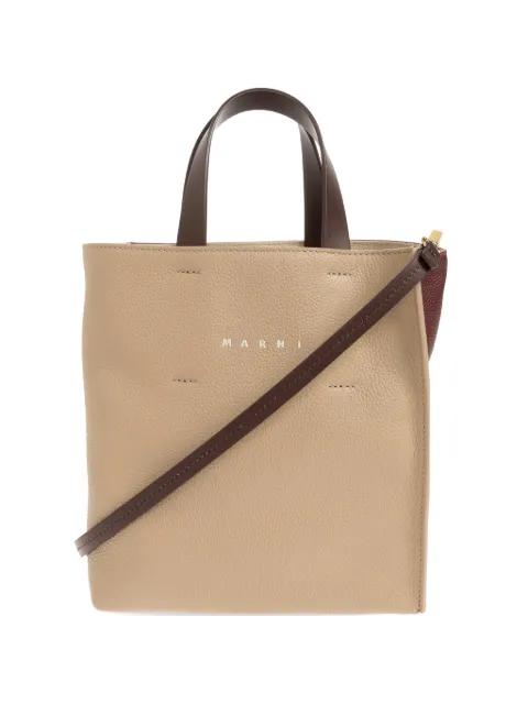 mini Museo logo-print pebbled-leather tote bag by MARNI