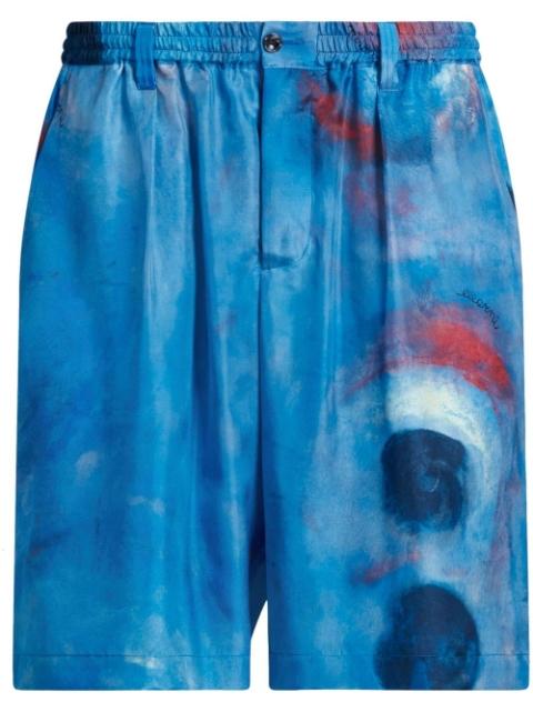 painterly-print silk shorts by MARNI