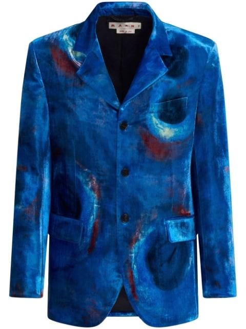 painterly-print single-breasted blazer by MARNI