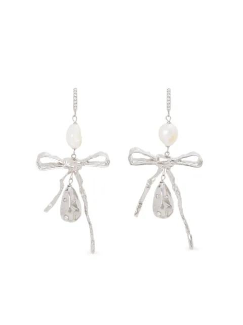 pearl-drop bow earrings by MARNI