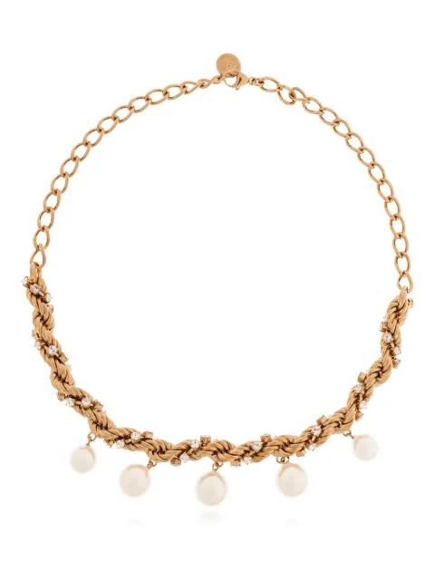 pearl-embellished chain necklace by MARNI