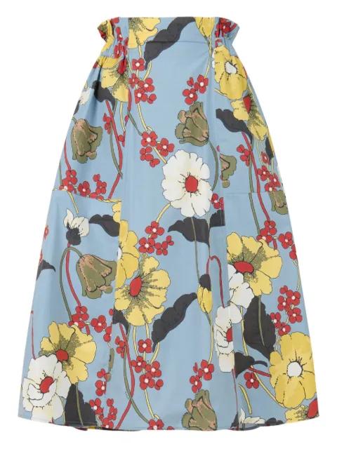 poplin elasticated midi skirt with Melodia print by MARNI
