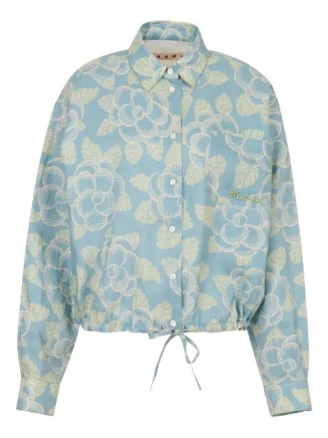 ramie drawstring shirt with Banjo print by MARNI