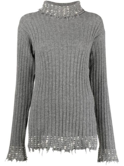 raw-cut edge high-neck knitted jumper by MARNI