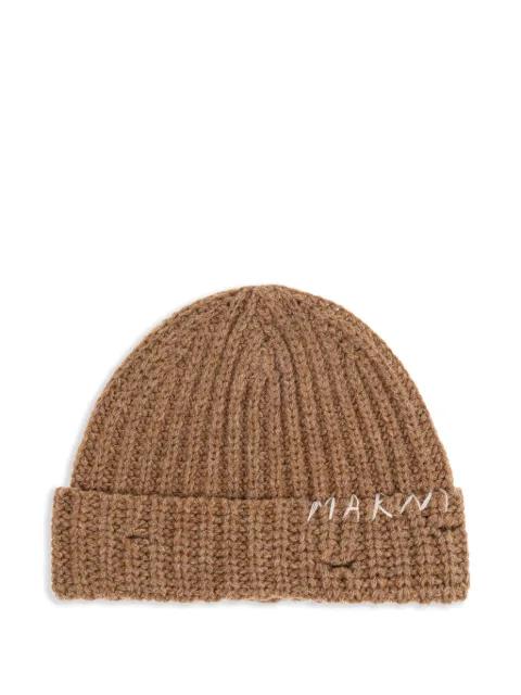 ribbed beanie with hand-stitched logo by MARNI