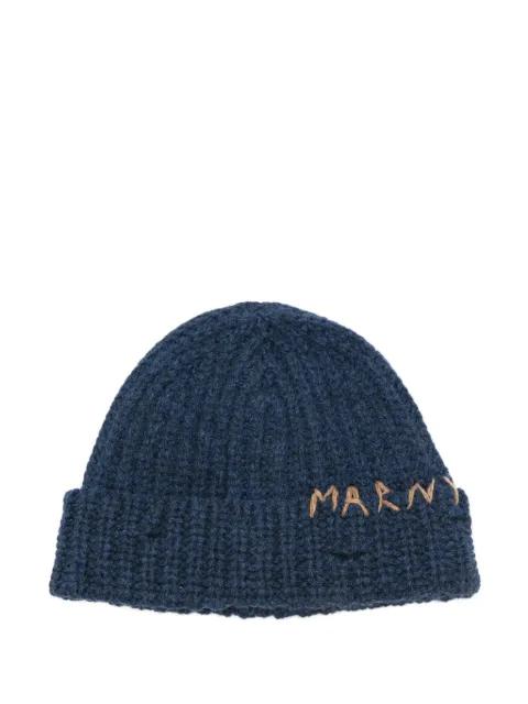 ribbed beanie with hand-stitched logo by MARNI
