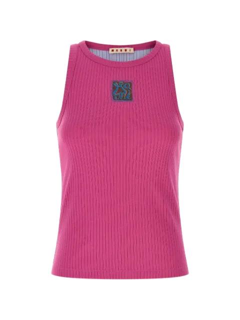 ribbed logo patch tank top by MARNI