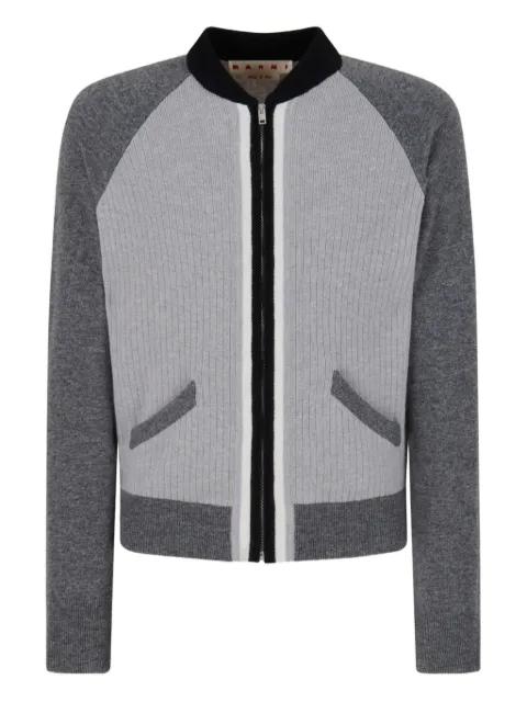 ribbed-panel zip-up sweatshirt by MARNI