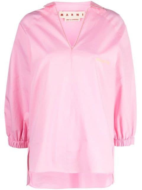 roll-sleeve V-neck shirt by MARNI