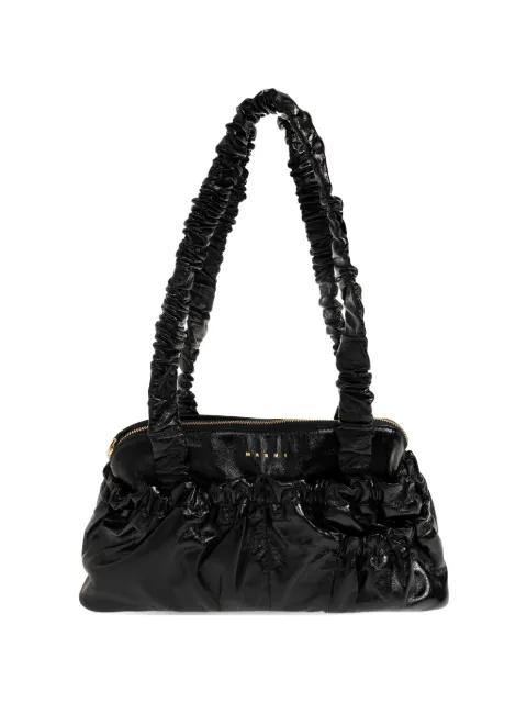 ruched leather shoulder bag by MARNI