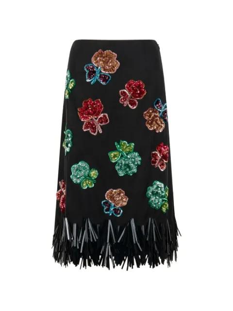 satin-finish skirt with sequin flowers by MARNI
