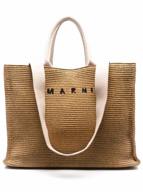 shopping tote in raffia-effect fabric by MARNI