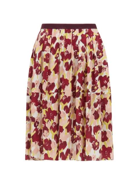 silk pleated skirt with Secret Bouquet print by MARNI