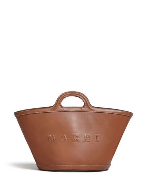 small Tropicalia logo-embossed leather tote bag by MARNI