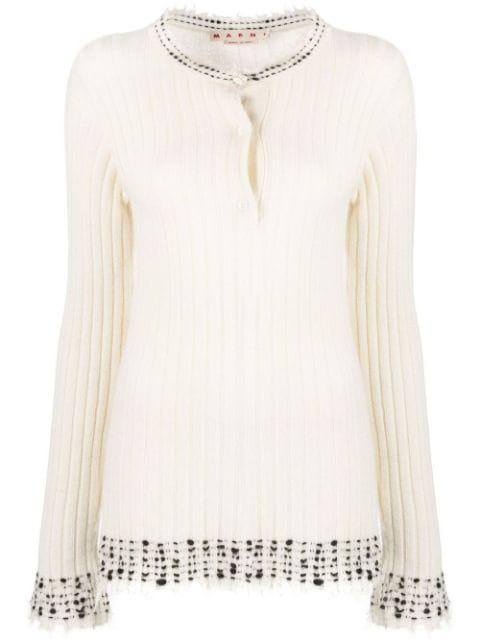 stippled trim ribbed jumper by MARNI