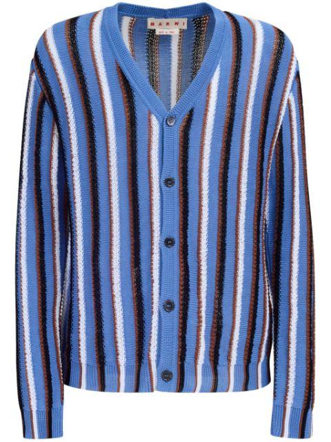 stripe-pattern V-neck cotton cardigan by MARNI