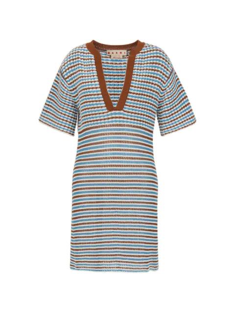 striped cotton crochet dress by MARNI