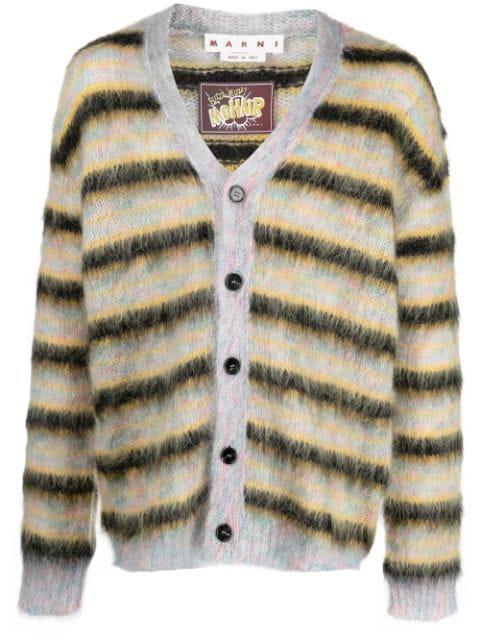 striped mohair-blend cardigan by MARNI
