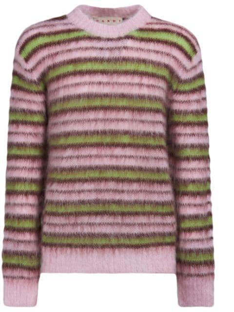 striped mohair-blend jumper by MARNI