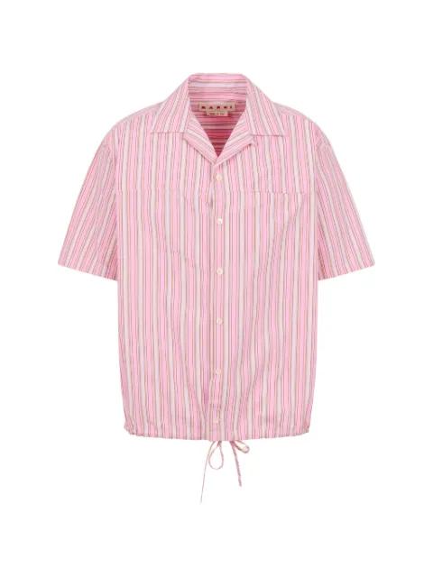 striped poplin shirt with drawstring hem by MARNI