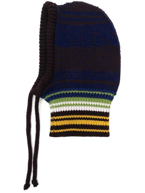 striped ribbed-knit balaclava by MARNI