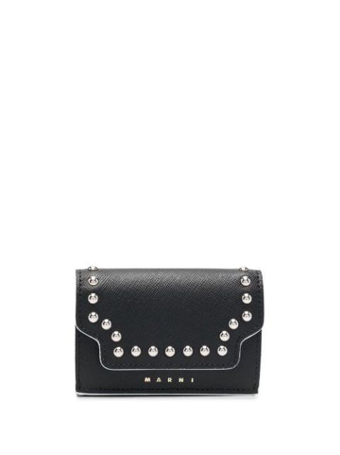 stud-embellished tri-fold wallet by MARNI