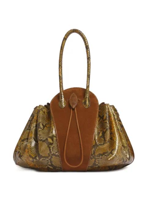 suede and python-print leather Tulipea large handbag by MARNI