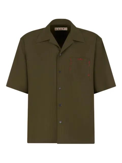 tropical wool bowling shirt with mending-embroidery by MARNI