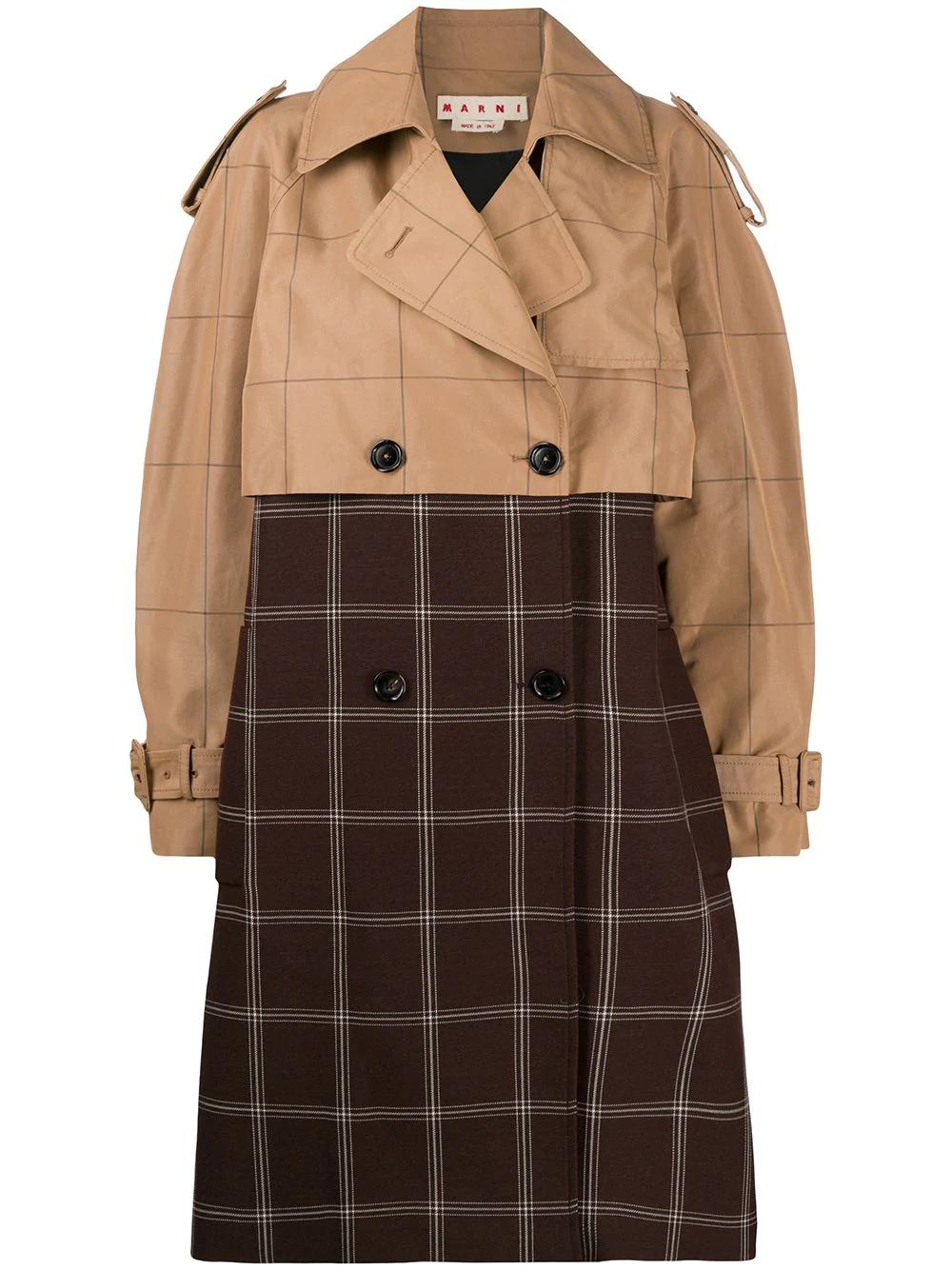 two-tone checkered trench coat by MARNI