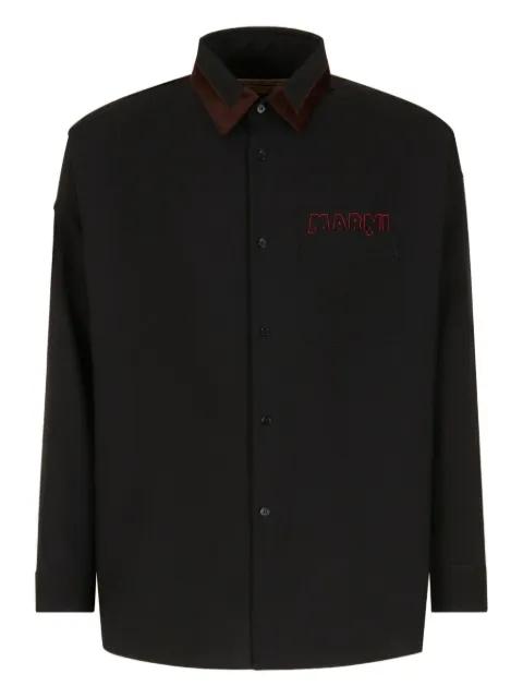 velvet-collared logo shirt by MARNI