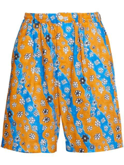 wave daisy-print shorts by MARNI