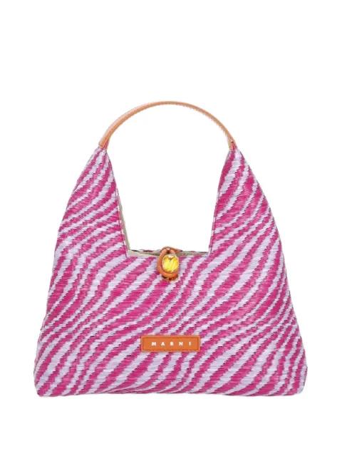 wavy raffia-effect Trapeze mini top handle bag by MARNI