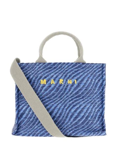 wavy raffia-effect small tote bag by MARNI