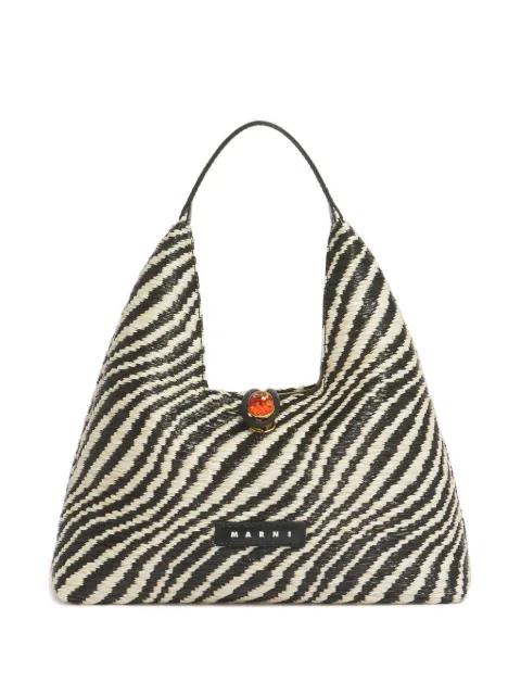 wavy raffia effect top-handle bag by MARNI