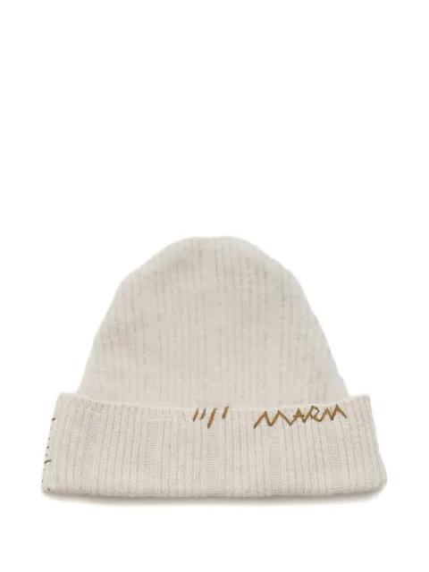 wool-cashmere beanie with mending-embroidery by MARNI