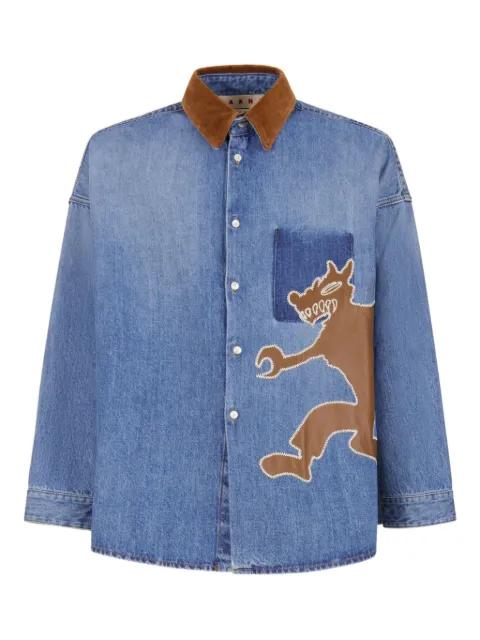 x Slawn & Soldier wolf-patch denim shirt by MARNI