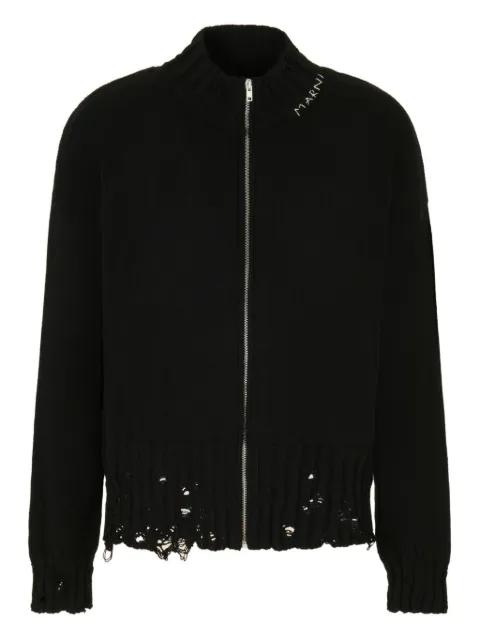 zip-up distressed cardigan by MARNI