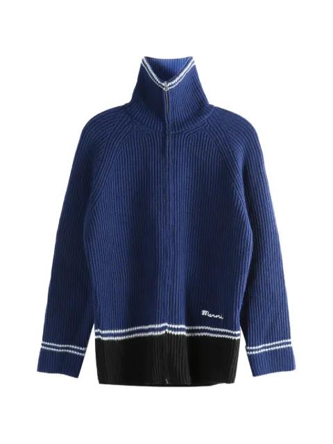zip-up roll neck cardigan by MARNI