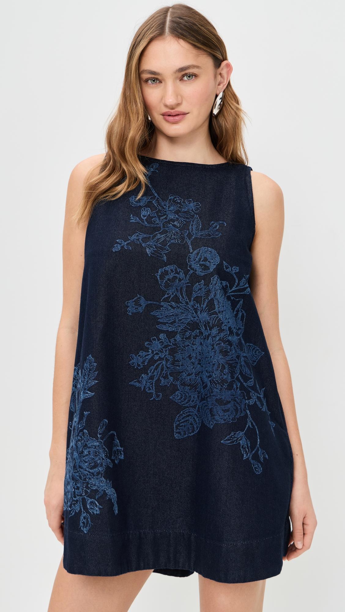 Flower Motif Denim Mini Dress by MARQUES' ALMEIDA