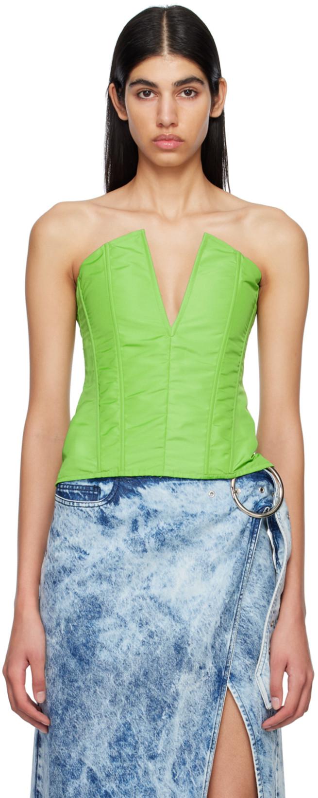 Green V-Neck Tank Top by MARQUES' ALMEIDA