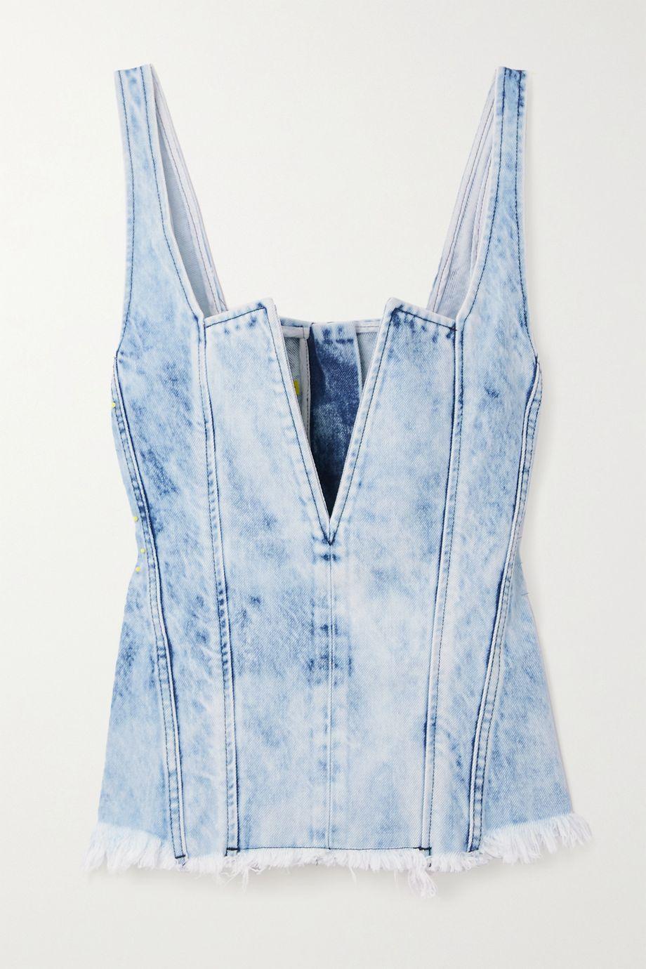 Off-the-shoulder denim bustier top by MARQUES' ALMEIDA
