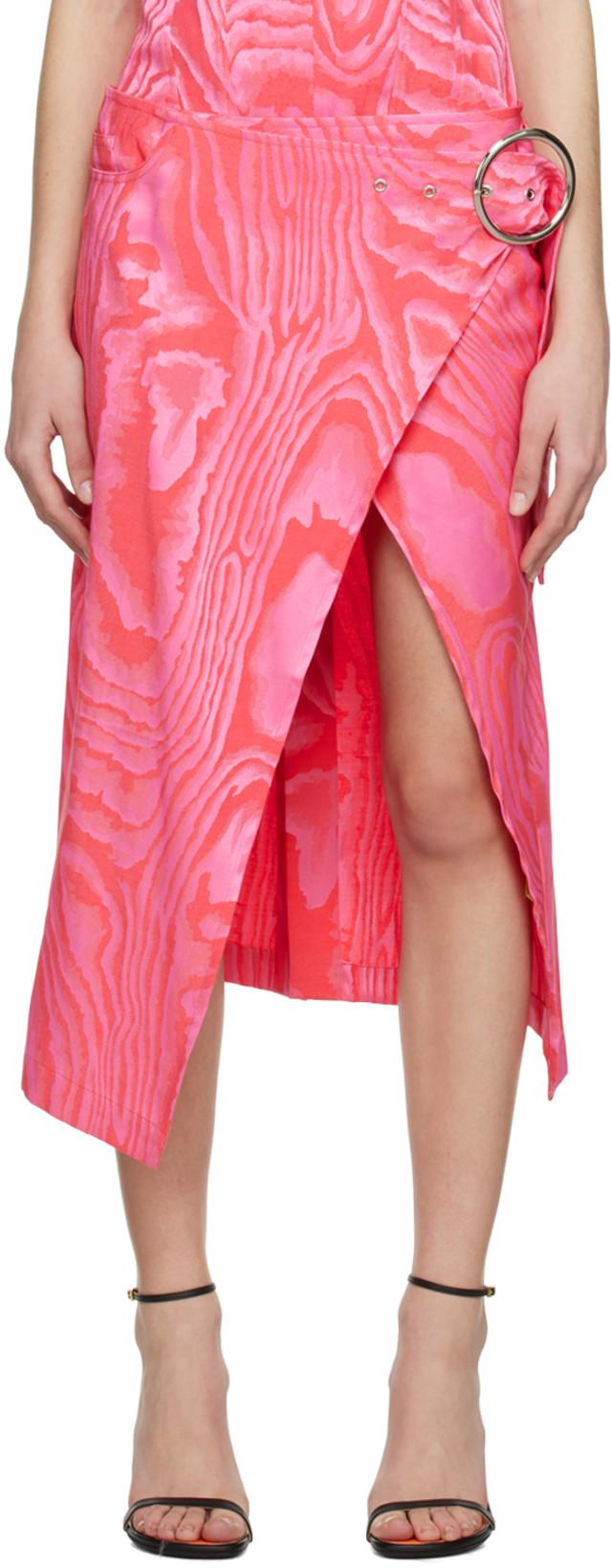 Pink Side Split Midi Skirt by MARQUES' ALMEIDA