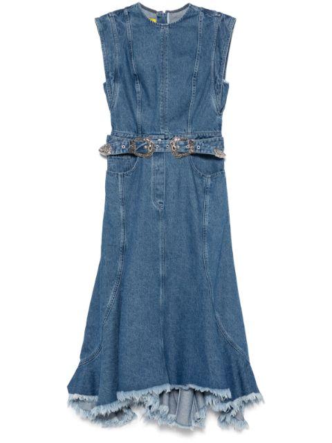 belted denim midi dress by MARQUES' ALMEIDA