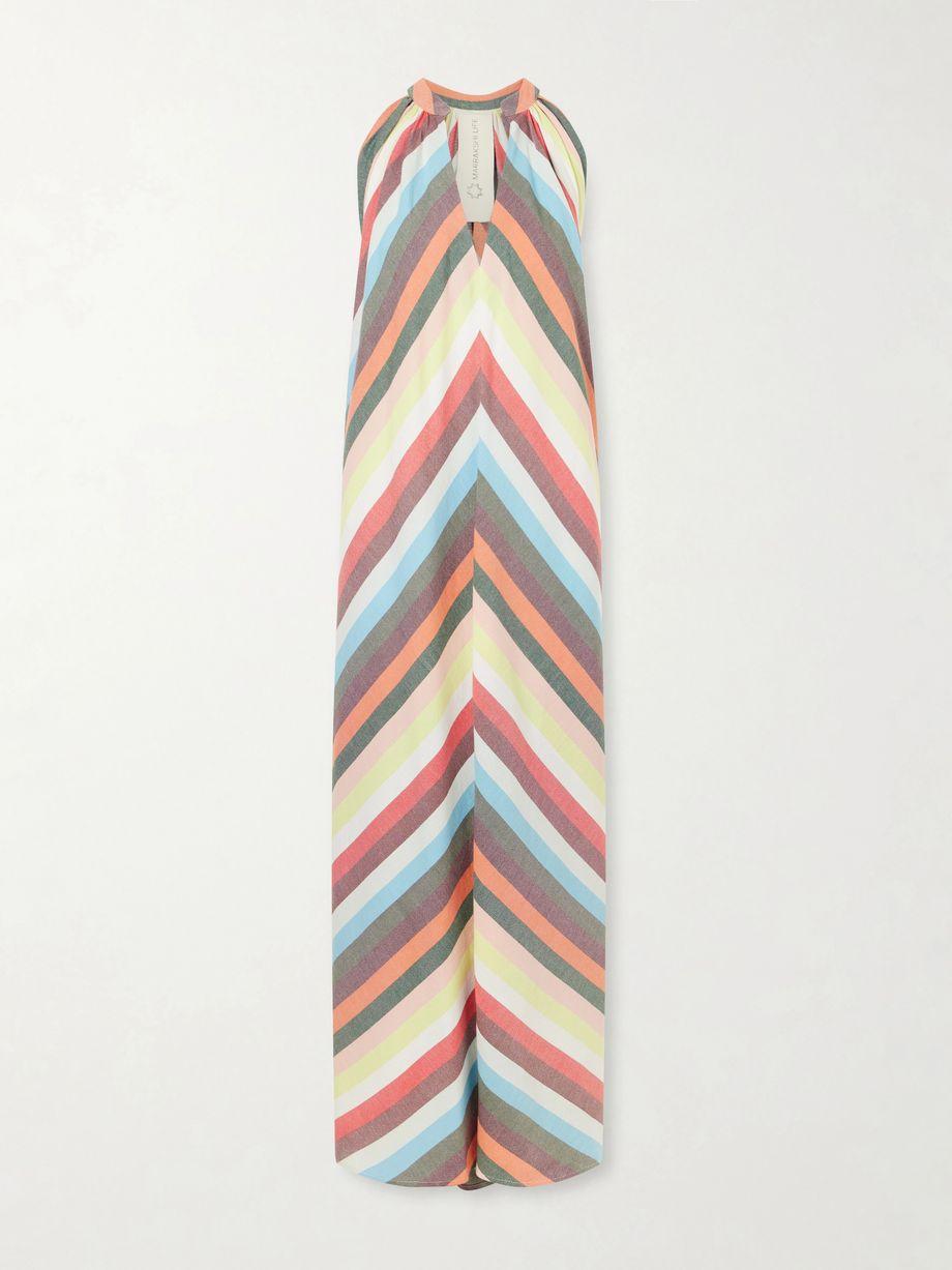 Striped cotton halterneck maxi dress by MARRAKSHI LIFE