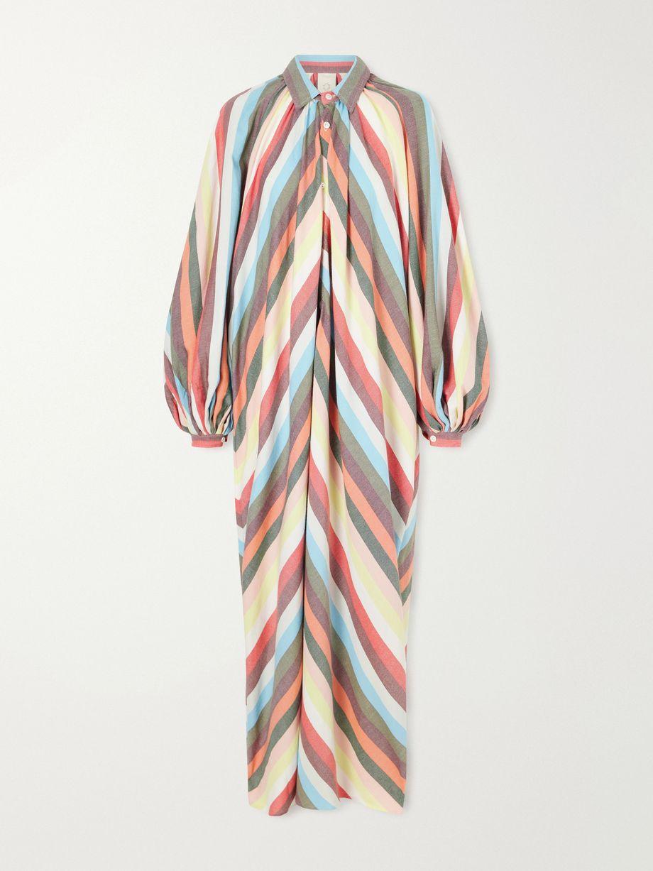 The Balloon Sleeve Touareg striped cotton maxi dress by MARRAKSHI LIFE