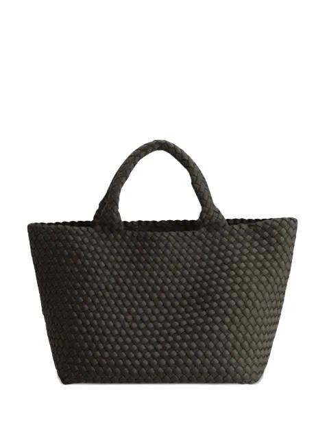 Medium Espresso Yourself woven top-handle shoulder bag by MARREA