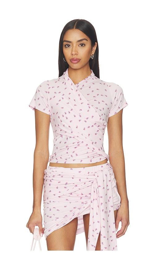 MARRKNULL Asymmetrical Ruffle T-Shirt in Pink by MARRKNULL